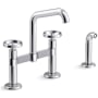 Kohler Billet 1.5 GPM Widespread Bridge Kitchen Faucet - Includes Side Spray Polished Chrome