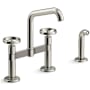 Kohler Billet 1.5 GPM Widespread Bridge Kitchen Faucet - Includes Side Spray Vibrant Polished Nickel