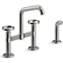 Kohler Billet 1.5 GPM Widespread Bridge Kitchen Faucet - Includes Side Spray Vibrant Titanium