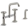 Kohler Billet 1.5 GPM Widespread Bridge Kitchen Faucet - Includes Side Spray Vibrant Stainless