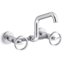 Kohler Billet 1.5 GPM Wall Mounted Widespread Bridge Kitchen Faucet Polished Chrome