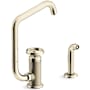 Kohler Billet 1.5 GPM Single Hole Kitchen Faucet - Includes Side Spray and SoftRinse Spray Function Vibrant French Gold