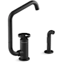Kohler Billet 1.5 GPM Single Hole Kitchen Faucet - Includes Side Spray and SoftRinse Spray Function Matte Black