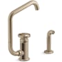 Kohler Billet 1.5 GPM Single Hole Kitchen Faucet - Includes Side Spray and SoftRinse Spray Function Vibrant Brushed Bronze