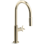 Kohler Billet 1.5 GPM Single Hole Pull Down Kitchen Faucet Vibrant French Gold