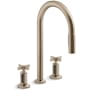 Kohler Billet 1.5 GPM Widespread Pre-Rinse Pull Down Kitchen Faucet with ProMotion Technology Vibrant Brushed Bronze