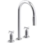Kohler Billet 1.5 GPM Widespread Pre-Rinse Pull Down Kitchen Faucet with ProMotion Technology Polished Chrome