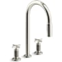 Kohler Billet 1.5 GPM Widespread Pre-Rinse Pull Down Kitchen Faucet with ProMotion Technology Vibrant Polished Nickel