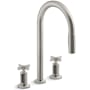 Kohler Billet 1.5 GPM Widespread Pre-Rinse Pull Down Kitchen Faucet with ProMotion Technology Vibrant Stainless