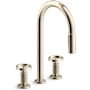 Kohler Billet 1.5 GPM Widespread Pre-Rinse Pull Down Kitchen Faucet Vibrant French Gold