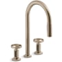 Kohler Billet 1.5 GPM Widespread Pre-Rinse Pull Down Kitchen Faucet Vibrant Brushed Bronze