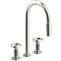 Kohler Billet 1.5 GPM Widespread Pre-Rinse Pull Down Kitchen Faucet Vibrant Polished Nickel