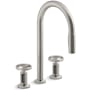 Kohler Billet 1.5 GPM Widespread Pre-Rinse Pull Down Kitchen Faucet Vibrant Stainless
