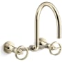 Kohler Billet 1.5 GPM Wall Mounted Widespread Bridge Kitchen Faucet Vibrant French Gold