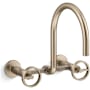 Kohler Billet 1.5 GPM Wall Mounted Widespread Bridge Kitchen Faucet Vibrant Brushed Bronze