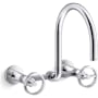 Kohler Billet 1.5 GPM Wall Mounted Widespread Bridge Kitchen Faucet Polished Chrome