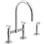 Kohler Billet 1.5 GPM Widespread Bridge Kitchen Faucet - Includes Side Spray and High-Arch Spout Polished Chrome