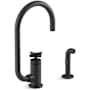 Kohler Billet 1.5 GPM Single Hole Kitchen Faucet - Includes Side Spray and Single Cross Handle Matte Black