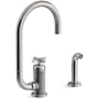 Kohler Billet 1.5 GPM Single Hole Kitchen Faucet - Includes Side Spray and Single Cross Handle Vibrant Titanium