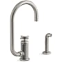 Kohler Billet 1.5 GPM Single Hole Kitchen Faucet - Includes Side Spray and Single Cross Handle Vibrant Stainless
