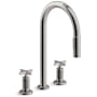 Kohler Billet 1.5 GPM Widespread Pull Down Kitchen Faucet with Cross Handles - Includes Escutcheon Vibrant Titanium