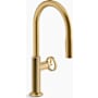 Kohler Billet 1.5 GPM Widespread Pull Down Kitchen Faucet - Includes Escutcheon Vibrant Brushed Moderne Brass