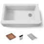 Kohler Tempered 35-5/8" x 21-5/16" x 9" Undermount Single-Bowl Farmhouse Workstation Kitchen Sink with Tall Apron White