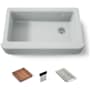 Kohler Tempered 35-5/8" x 21-5/16" x 9" Undermount Single-Bowl Farmhouse Workstation Kitchen Sink with Tall Apron Ice Grey