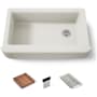 Kohler Tempered 35-5/8" x 21-5/16" x 9" Undermount Single-Bowl Farmhouse Workstation Kitchen Sink with Tall Apron Biscuit