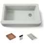 Kohler Tempered 35-5/8" x 21-5/16" x 9" Undermount Single-Bowl Farmhouse Workstation Kitchen Sink with Tall Apron Sea Salt