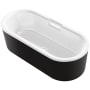 Kohler Volute 63" Free Standing Enameled Cast Iron Soaking Tub with Acrylic Shroud, Center Drain, Brass Drain Assembly, and Overflow White / Black