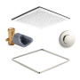 Kohler Real Rain Shower Only Trim Package with 2.5 GPM Multi Function Shower Head - Requires Volume Control for Water Flow White / Vibrant Polished Nickel