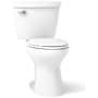 Kohler Cimarron 1.6 GPF Two Piece Elongated Chair Height Toilet with Left Hand Lever - Less Seat White