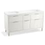 Kohler Spacity 60" Wall Mounted Double Basin Vanity Set with Cabinet and Quartz Vanity Top and Sinks Included White