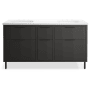 Kohler Spacity 60" Wall Mounted Double Basin Vanity Set with Cabinet and Quartz Vanity Top and Sinks Included Dark Steel