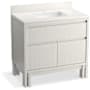 Kohler Solive 36" Free Standing Single Basin Vanity Set with Cabinet, Quartz Vanity Top and Backsplash Gossamer White