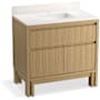 Kohler Solive 36" Free Standing Single Basin Vanity Set with Cabinet, Quartz Vanity Top and Backsplash Light Oak