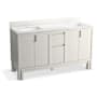 Kohler Solive 60" Free Standing Double Basin Vanity Set with Cabinet, Quartz Vanity Top and Backsplash Gossamer White