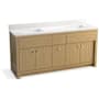 Kohler Alouette 73" Free Standing Double Basin Vanity Set with Cabinet and Quartz Vanity Top Light Oak