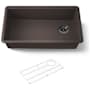 Kohler Billings 32-1/2" Undermount Single Basin Stone Composite Kitchen Sink with Basin Rack Matte Brown