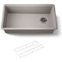 Kohler Billings 32-1/2" Undermount Single Basin Stone Composite Kitchen Sink with Basin Rack Matte Taupe