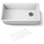 Kohler Billings 32-1/2" Undermount Single Basin Stone Composite Kitchen Sink with Basin Rack Matte White