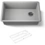 Kohler Billings 29-1/2" Undermount Single Basin Stone Composite Kitchen Sink with Basin Rack Matte Gray