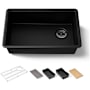 Kohler Billings 29-1/2" Undermount Single Basin Stone Composite Kitchen Sink with Basin Rack, Colander, Cutting Board and Drain Board Matte Black