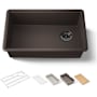 Kohler Billings 29-1/2" Undermount Single Basin Stone Composite Kitchen Sink with Basin Rack, Colander, Cutting Board and Drain Board Matte Brown