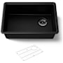 Kohler Billings 26-1/2" Undermount Single Basin Stone Composite Kitchen Sink with Basin Rack Matte Black