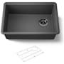Kohler Billings 26-1/2" Undermount Single Basin Stone Composite Kitchen Sink with Basin Rack Matte Graphite