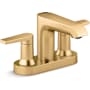 Kohler Hint 1.2 GPM Centerset Bathroom Faucet with Drain Assembly Vibrant Brushed Moderne Brass