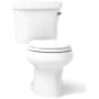 Kohler 1.28 GPF Two-Piece Round Toilet with 14" Rough In, Right Hand Trip Lever, Insuliner and Tank Locks from the Wellworth Collection White