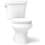 Kohler Wellworth Dual Flush Two-Piece Round-Front Toilet with Class Five Flush Technology and Left Hand Trip Lever - Less Seat White